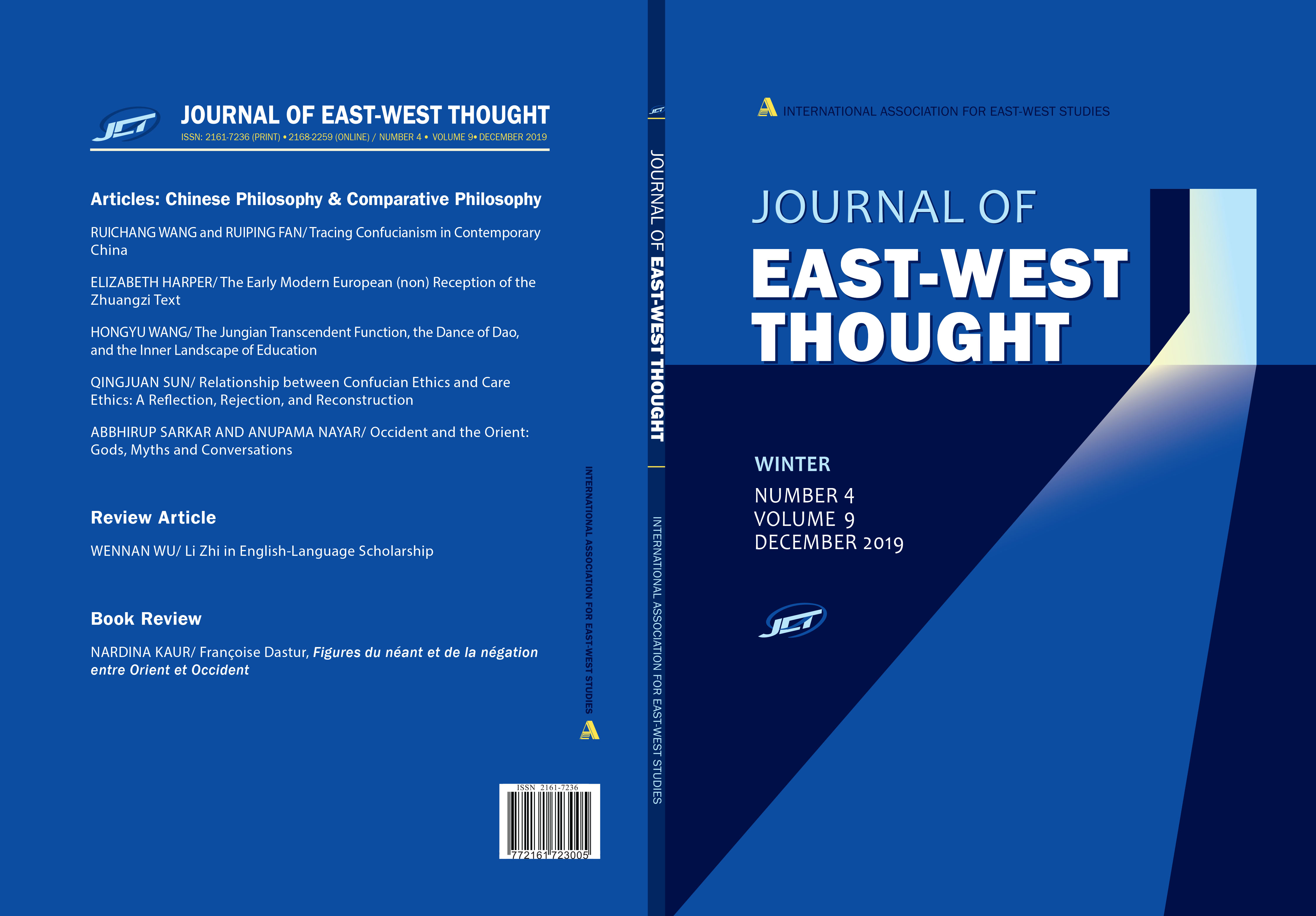 Front and back cover of the Journal of East West Thought Volume 9, Number 4, 2019