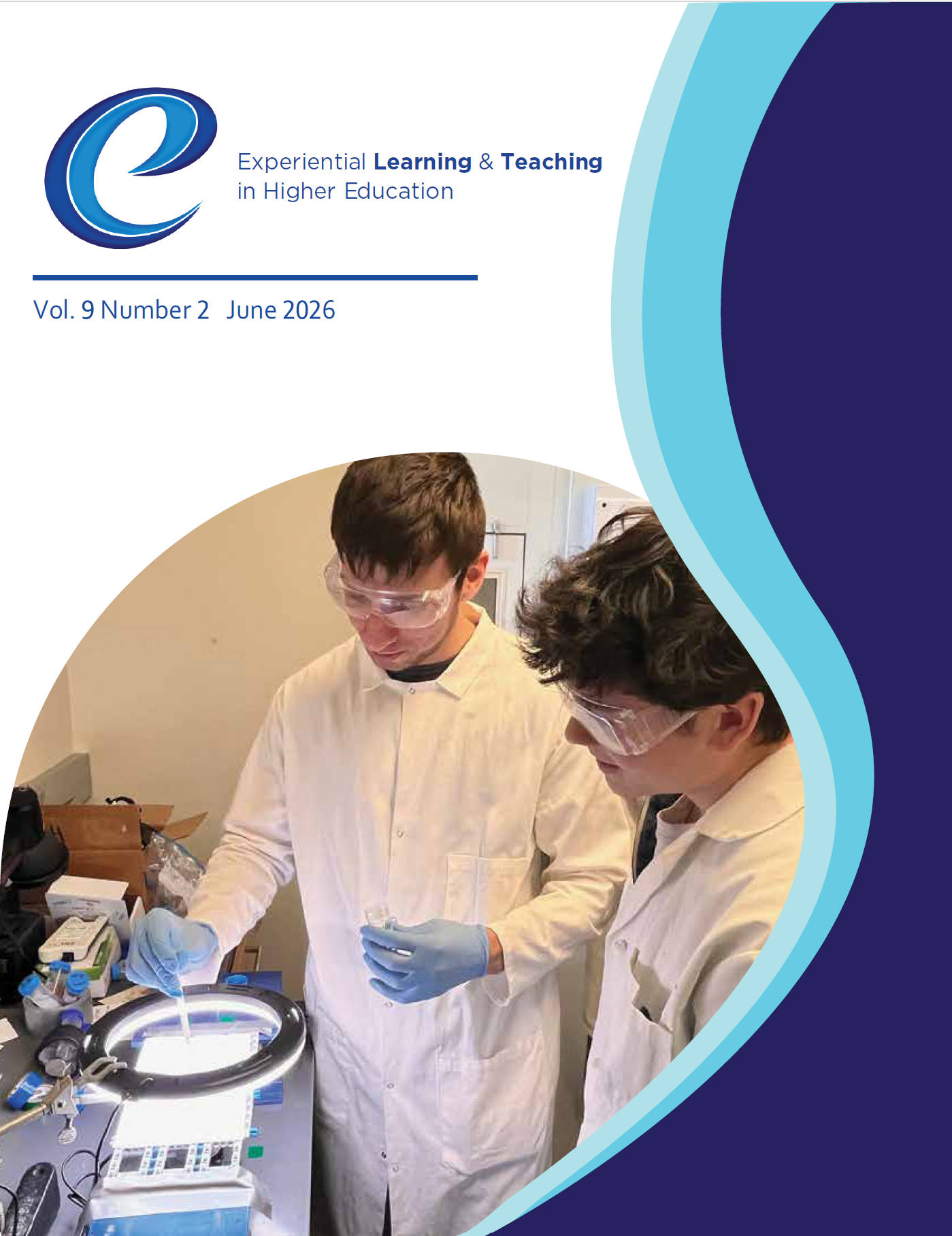 Cover image of students working in lab, issue 9.2