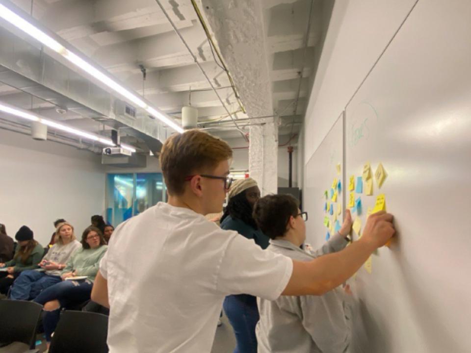 Students working at whiteboard