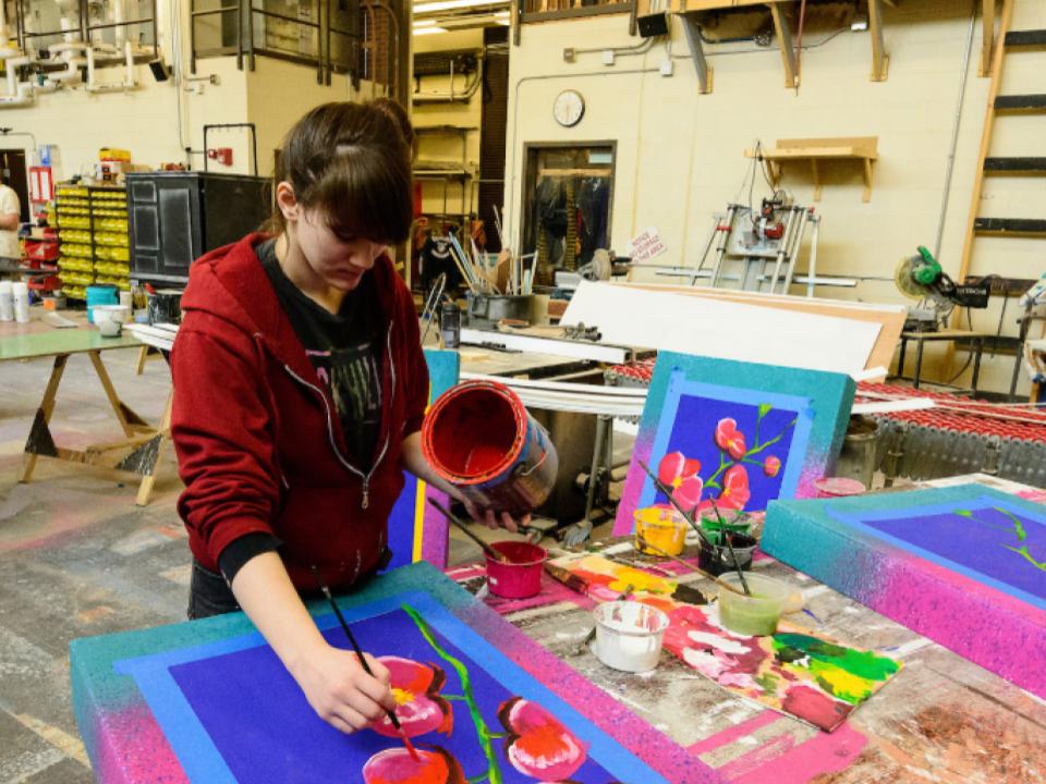 Student in an art studio