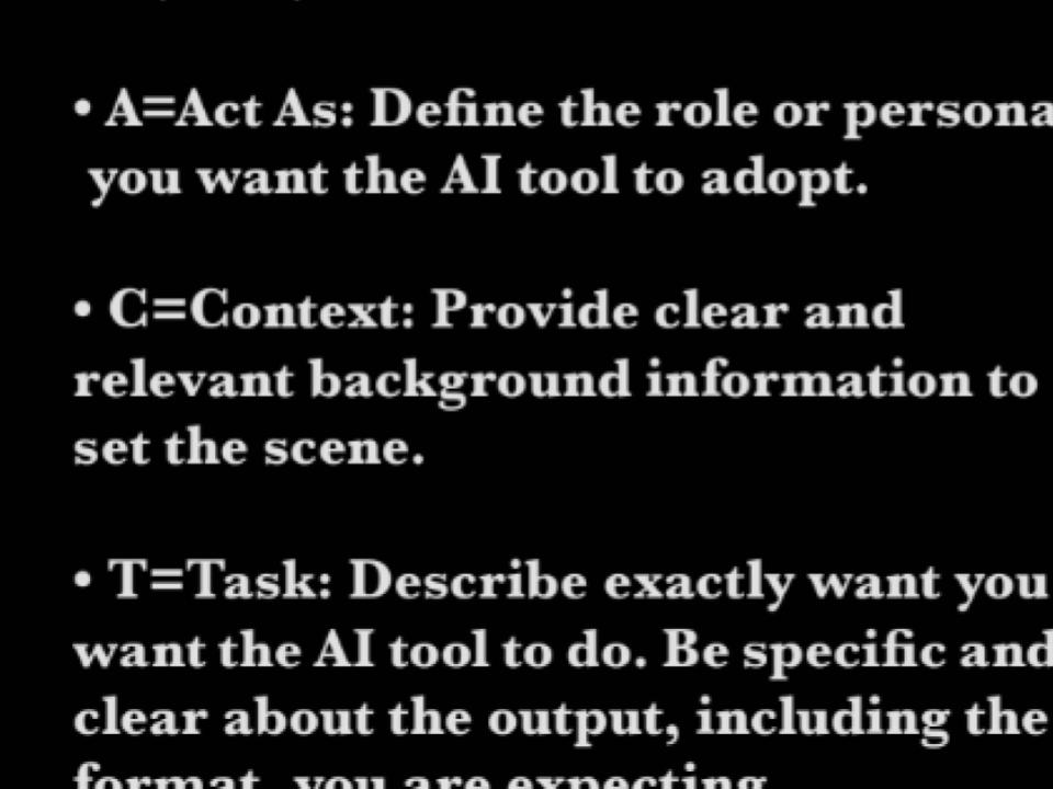 Mnemonic text for creating AI prompts.