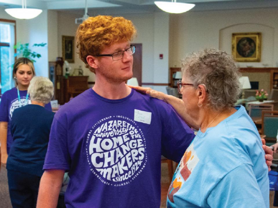 Student with community member