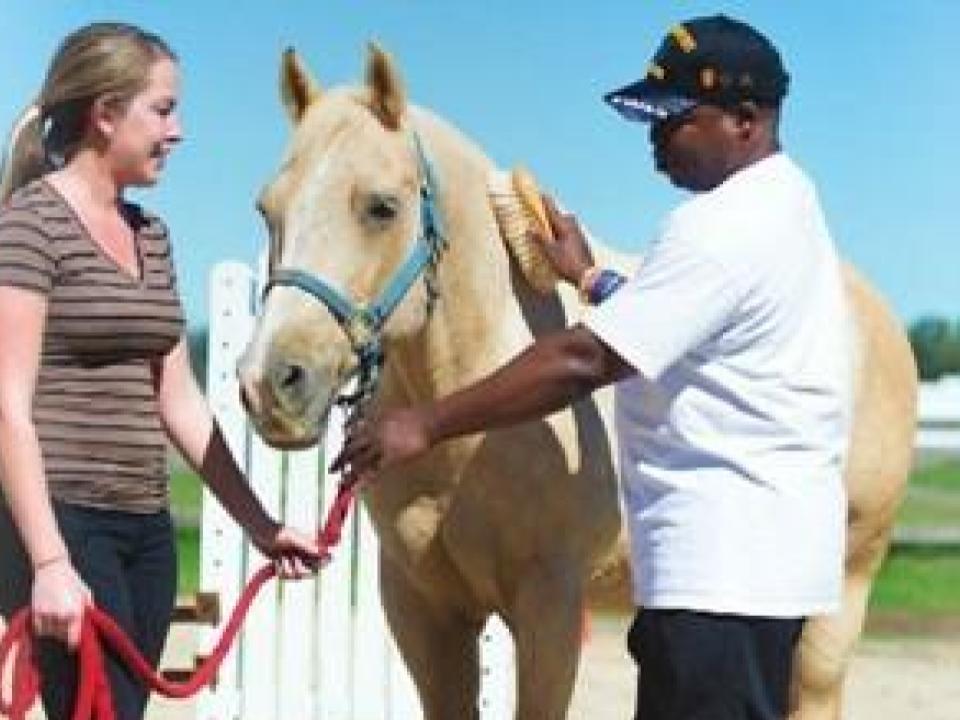 Students with horse.