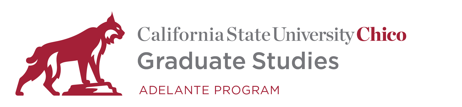 Program logo for Graduate Studies Adelante Program with Chico State Wildcat